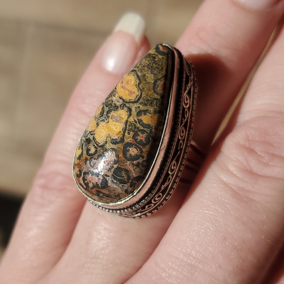 New Leopard Skin Jasper 925 Silver Ring. - Picture 8 of 12